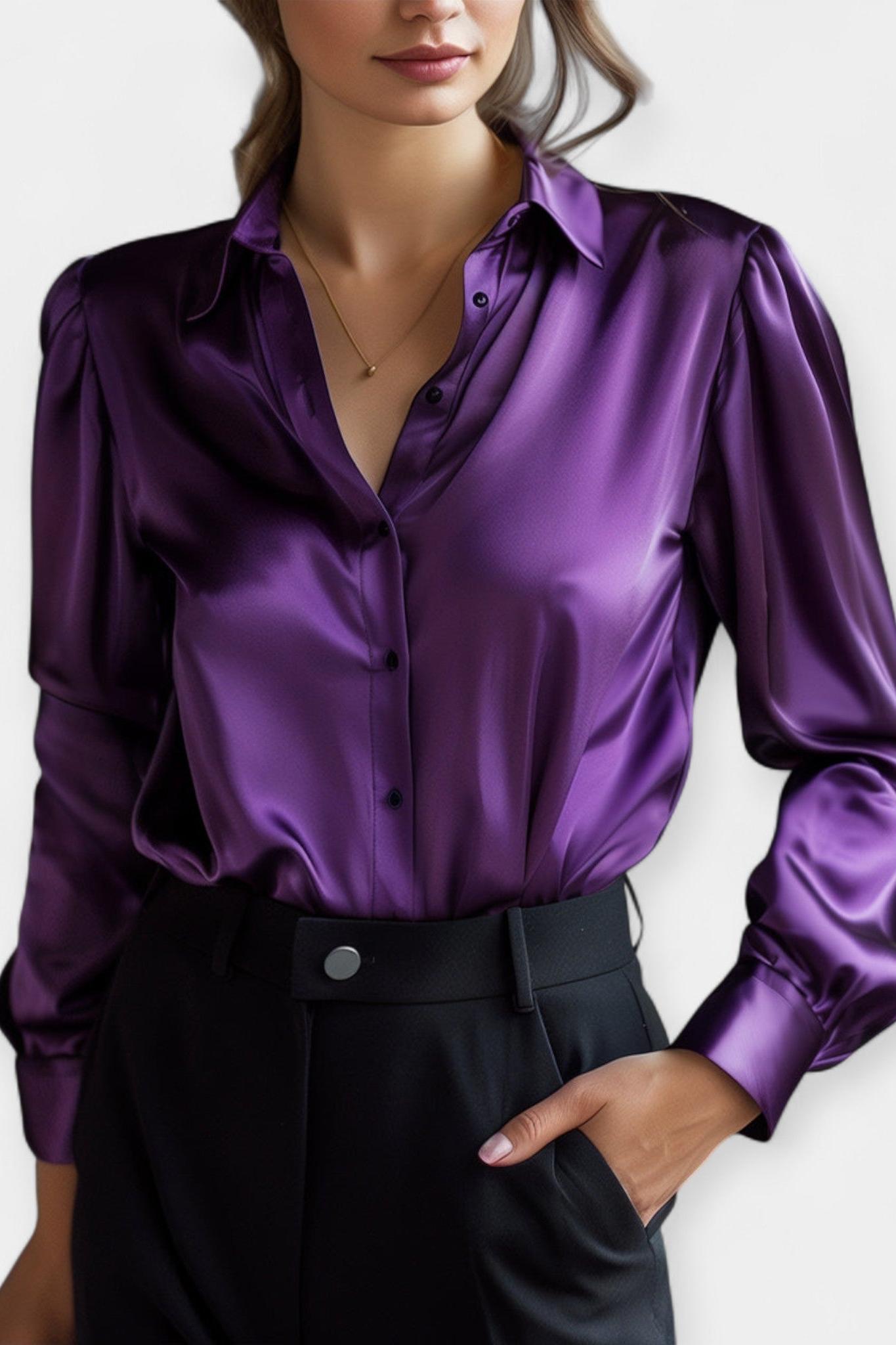 Dámská Saténová Košile s Límečkem