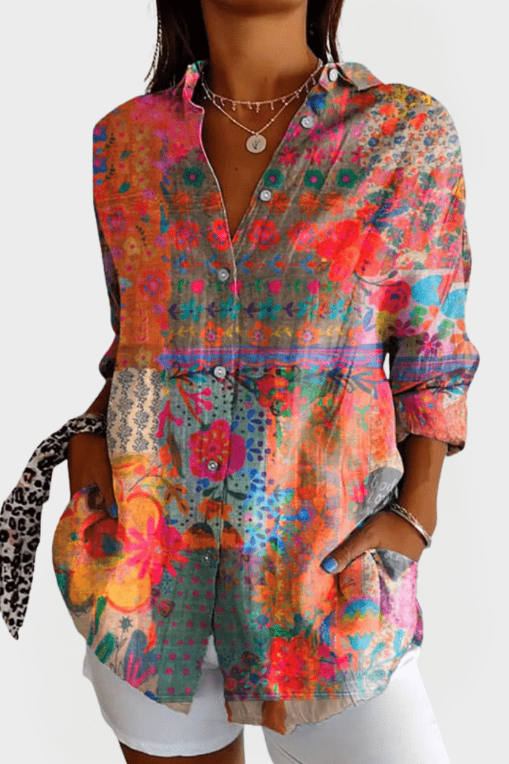 Vintage pusero s květinovým vzorem