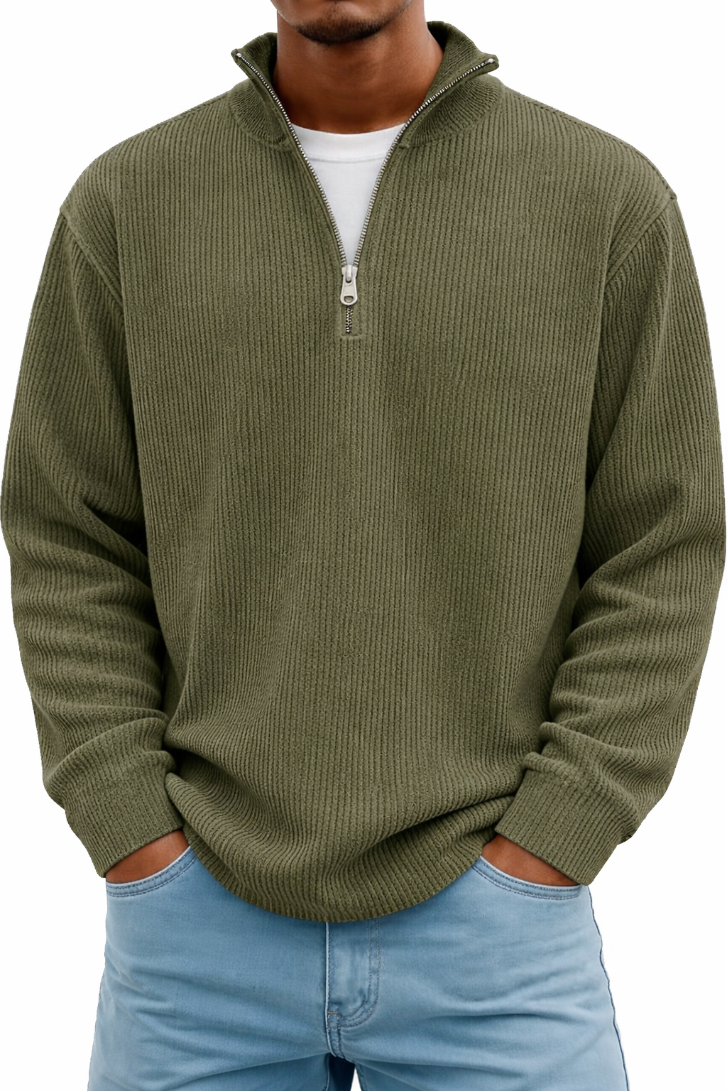 Calix – Moderní žebrovaný pulovr s half-zip límcem