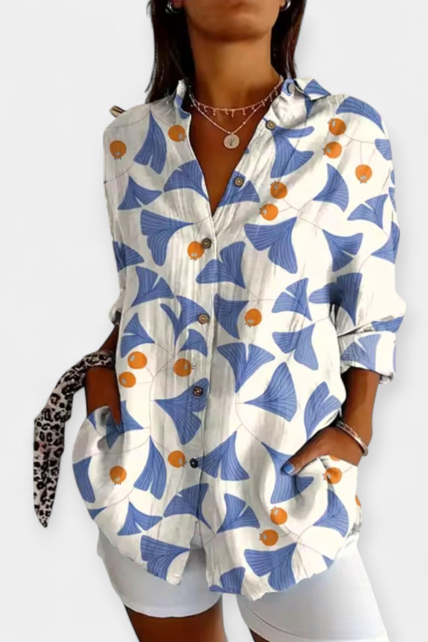 Košile na knoflíky s květinovým vzorem